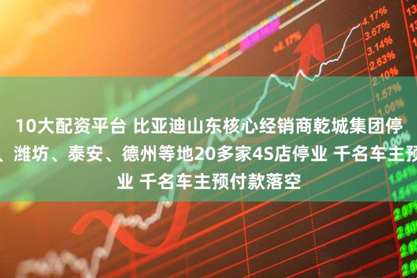 10大配资平台 比亚迪山东核心经销商乾城集团停摆：济南、潍坊、泰安、德州等地20多家4S店停业 千名车主预付款落空
